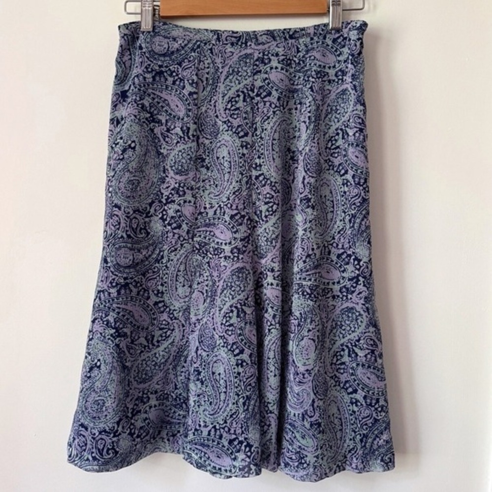 Y2K Purple‎ Midi Skirt Sz 8 M Retro Boho Fairy Feminine Crinkle Chiffon Flowy